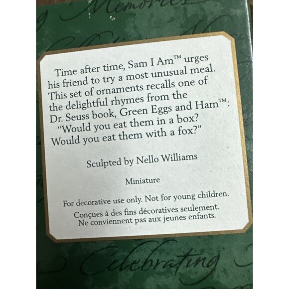 Hallmark Keepsake Ornament Green Eggs and Ham Dr. Seuss Mini Set Of 3 In Box - Picture 5 of 5